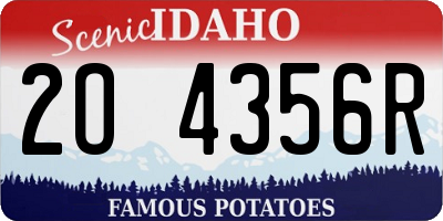 ID license plate 2O4356R