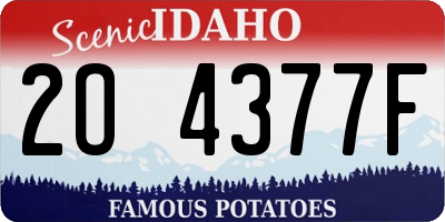 ID license plate 2O4377F