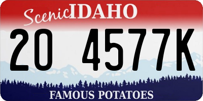 ID license plate 2O4577K