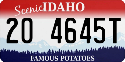 ID license plate 2O4645T