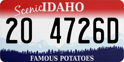 ID license plate 2O4726D