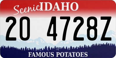 ID license plate 2O4728Z