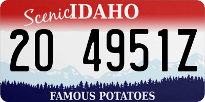 ID license plate 2O4951Z