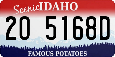 ID license plate 2O5168D