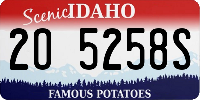 ID license plate 2O5258S