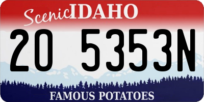 ID license plate 2O5353N