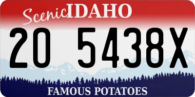 ID license plate 2O5438X