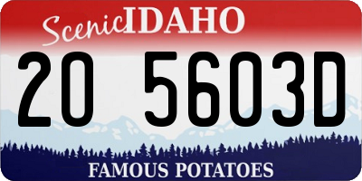 ID license plate 2O5603D