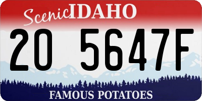 ID license plate 2O5647F