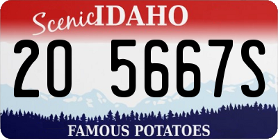 ID license plate 2O5667S