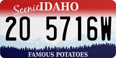 ID license plate 2O5716W