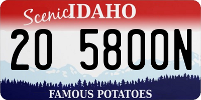 ID license plate 2O5800N