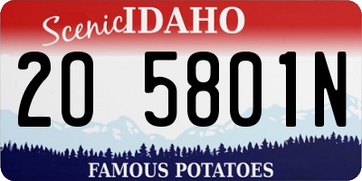 ID license plate 2O5801N