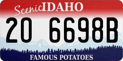 ID license plate 2O6698B