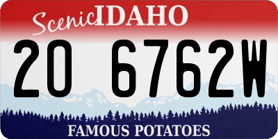 ID license plate 2O6762W
