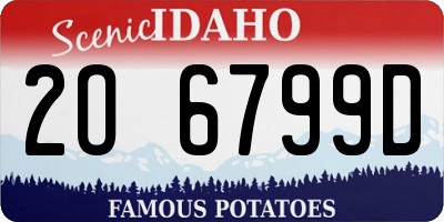 ID license plate 2O6799D