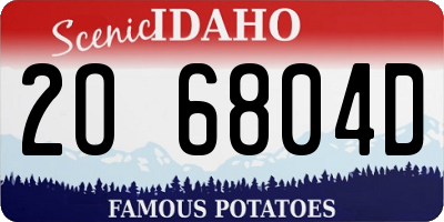 ID license plate 2O6804D