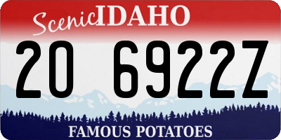 ID license plate 2O6922Z