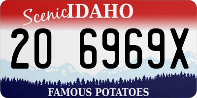 ID license plate 2O6969X