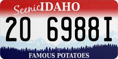 ID license plate 2O6988I
