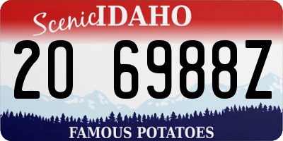 ID license plate 2O6988Z