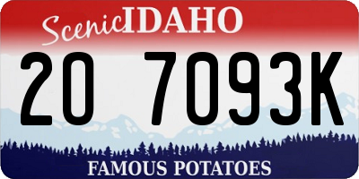ID license plate 2O7093K