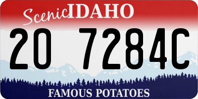 ID license plate 2O7284C