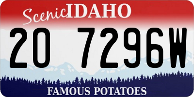 ID license plate 2O7296W