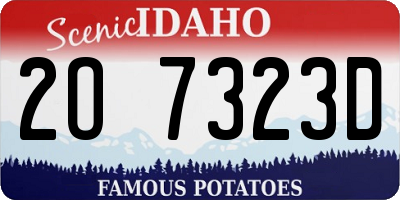 ID license plate 2O7323D