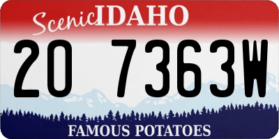 ID license plate 2O7363W