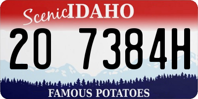 ID license plate 2O7384H