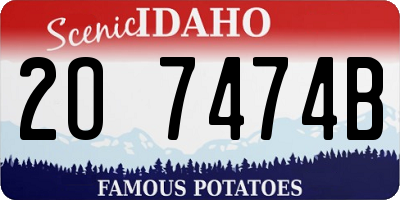ID license plate 2O7474B