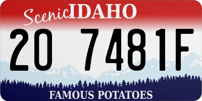 ID license plate 2O7481F