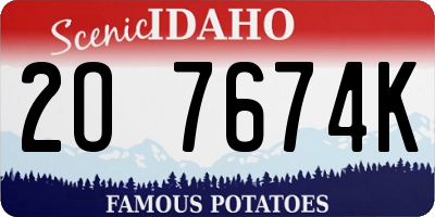 ID license plate 2O7674K