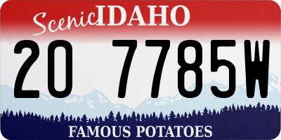 ID license plate 2O7785W
