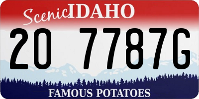 ID license plate 2O7787G