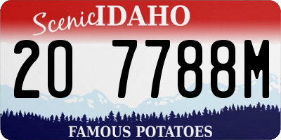 ID license plate 2O7788M