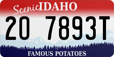 ID license plate 2O7893T