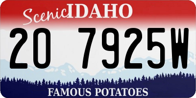 ID license plate 2O7925W