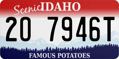 ID license plate 2O7946T