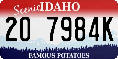 ID license plate 2O7984K