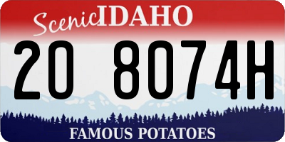 ID license plate 2O8074H
