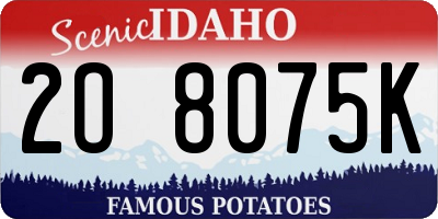 ID license plate 2O8075K