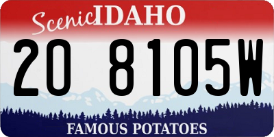 ID license plate 2O8105W