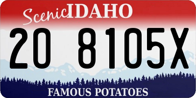 ID license plate 2O8105X