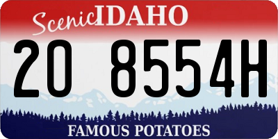 ID license plate 2O8554H