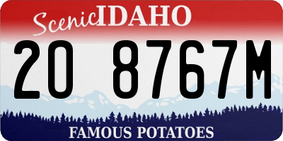 ID license plate 2O8767M