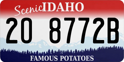 ID license plate 2O8772B