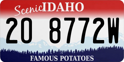 ID license plate 2O8772W