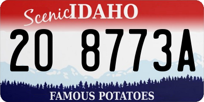 ID license plate 2O8773A